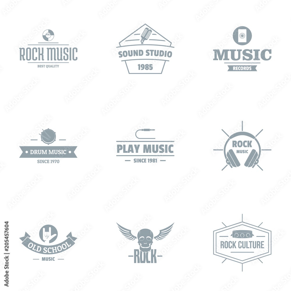 Poster music skill logo set. simple set of 9 music skill vector logo for web isolated on white background