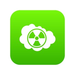 Cloud and radioactive sign icon digital green for any design isolated on white vector illustration