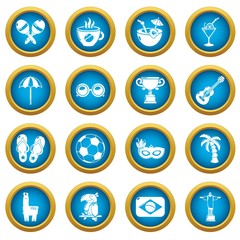 Travel Brazil icons set. Simple illustration of 16 Brasil travel vector icons for web