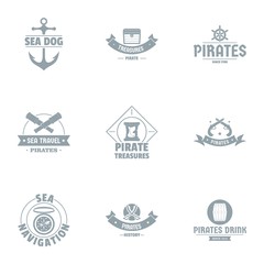 Sea dog logo set. Simple set of 9 sea dog vector logo for web isolated on white background