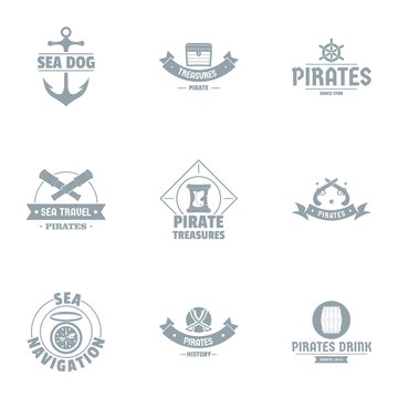 Sea dog logo set. Simple set of 9 sea dog vector logo for web isolated on white background