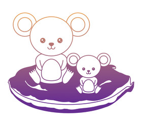 cute mouses on the grass  over white background, colorful design. vector illustration