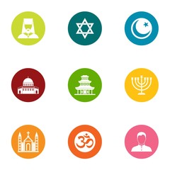 Religion of the east icons set. Flat set of 9 religion of the east vector icons for web isolated on white background