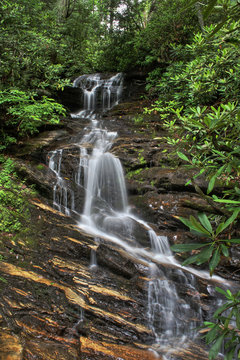 Becky Branch Falls located on Warwoman Dell Nature Trail trail near Clayton, Georgia.