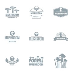 Mycelium logo set. Simple set of 9 mycelium vector logo for web isolated on white background