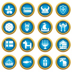 Fototapeta premium Sweden travel icons set. Simple illustration of 16 sweden travel vector icons for web