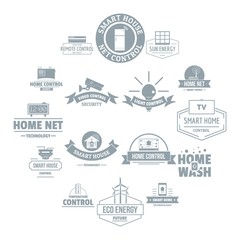 Smart home logo icons set. Simple illustration of 16 smart home logo vector icons for web