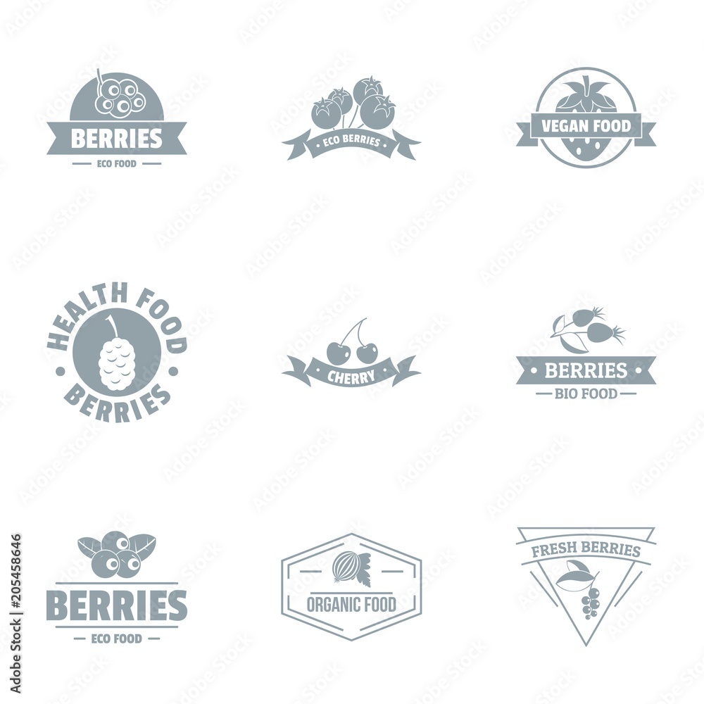Poster useful berry logo set. simple set of 9 useful berry vector logo for web isolated on white background