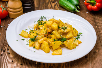 The potatoes wedges on a plate