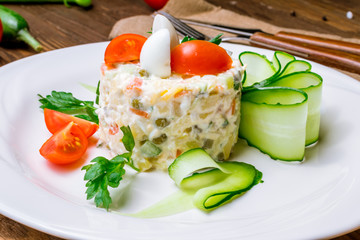 salad olivier on plate