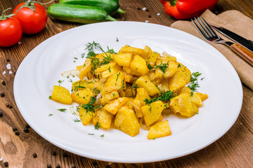 The potatoes wedges on a plate