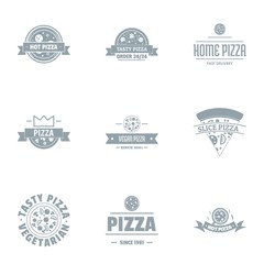 Hot pizza logo set. Simple set of 9 hot pizza vector logo for web isolated on white background
