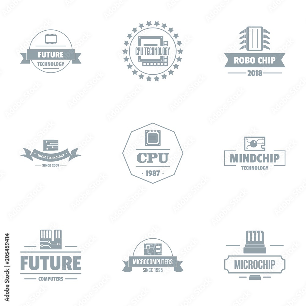 Poster future cpu logo set. simple set of 9 future cpu vector logo for web isolated on white background