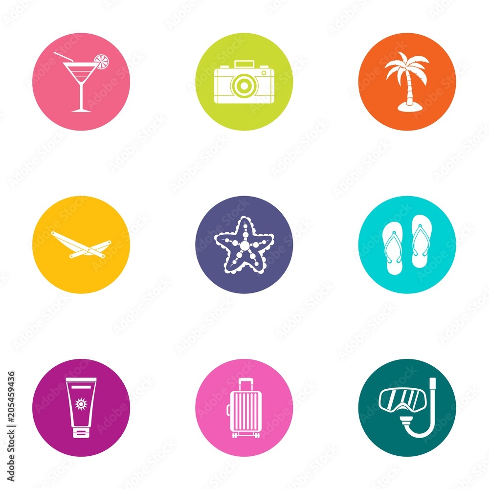 Poster hot day icons set. flat set of 9 hot day vector icons for web isolated on white background