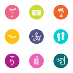 Hot day icons set. Flat set of 9 hot day vector icons for web isolated on white background