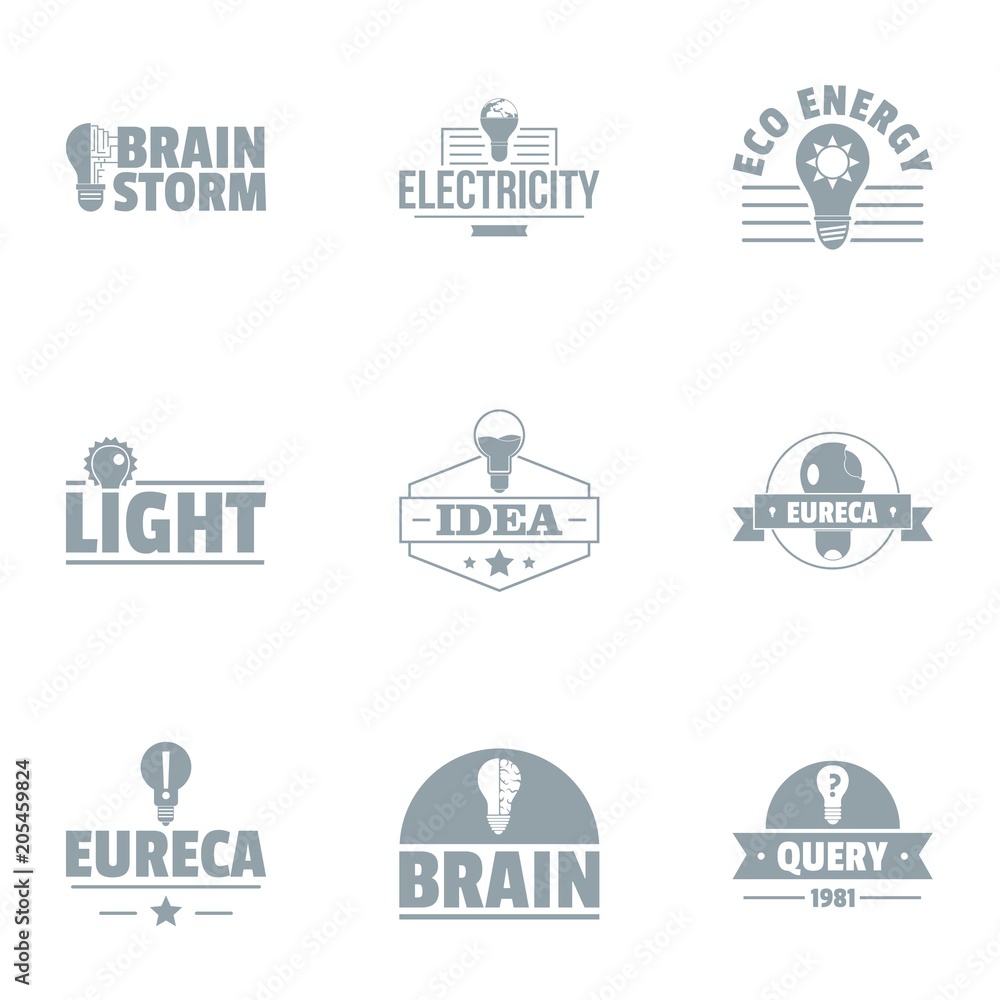 Poster Ingenious idea logo set. Simple set of 9 ingenious idea vector logo for web isolated on white background