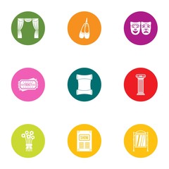 Stage makeup icons set. Flat set of 9 stage makeup vector icons for web isolated on white background