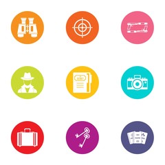 Spy game icons set. Flat set of 9 spy game vector icons for web isolated on white background