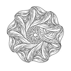 Vector abstract black and white ethnic mandala motif