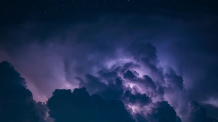 Lightning Bolt in Dark Storm Clouds
