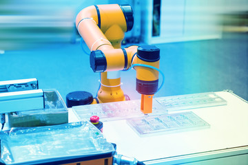 intelligence machine working in phone factory