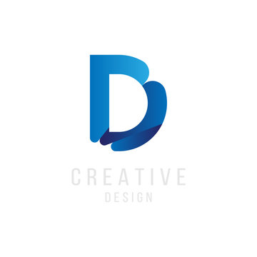 Original Letter D in blue colour for logotype. Vector sign logo design template. Flat illustration EPS10