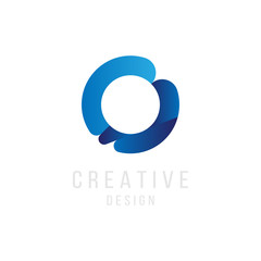 Original Letter O in blue colour for logotype. Vector sign logo design template. Flat illustration EPS10