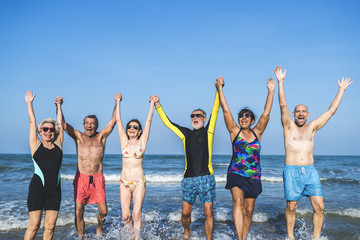 Seniors enoying time on the beach