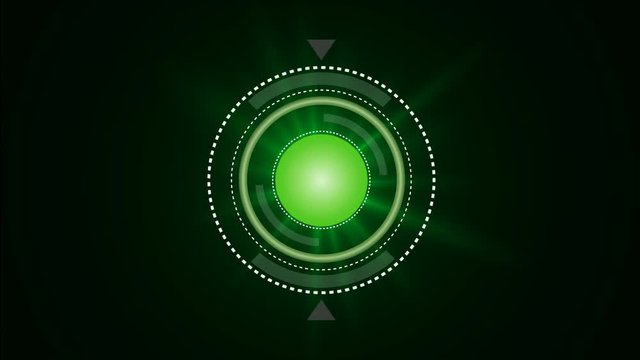 Futuristic Hud Target with Computer Data Screen at the end. Good for tech title and background, news headline business intro screensaver.Spinning circles abstract.