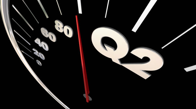 Q2 Second Quarter Budget Speedometer 3d Render Illustration