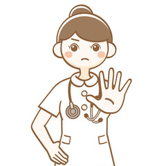 女性　看護師　団子　直立　