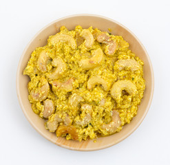 Indian Traditional Vegetarian Cuisine Kaju Curry Also Called Kaju Butter Masala isolated on White Background