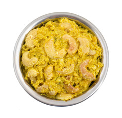 Indian Traditional Vegetarian Cuisine Kaju Curry Also Called Kaju Butter Masala isolated on White Background