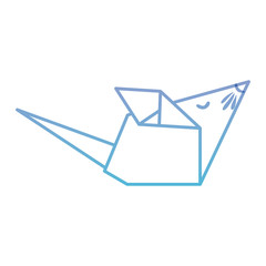 mouse origami paper icon vector illustration design