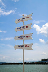 distance sign travel over the sea