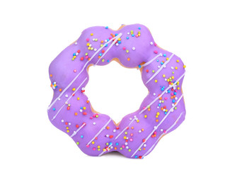 single purple fancy donut isolated on a white background