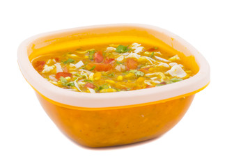 Indian Street Chat Food Ragda Pattice is a popular fast food which forms part of the Street Snack of Maharashtra And Gujarat. isolated on White Background