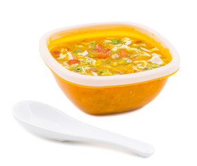 Indian Street Chat Food Ragda Pattice is a popular fast food which forms part of the Street Snack of Maharashtra And Gujarat. isolated on White Background