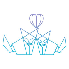 foxes couple origami paper with heart vector illustration design