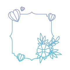 elegant frame with floral decoration and hearts vector illustration design