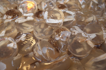 Close-up of small ice cubes