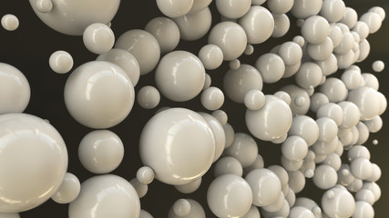 White spheres of random size on black background