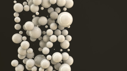 White spheres of random size on black background