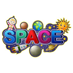 Font design for word space with astronaut