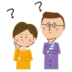 ポップな眼鏡のパパとショートカットのママ　ハテナ