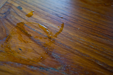 Water droplet  on wood table, Water stain