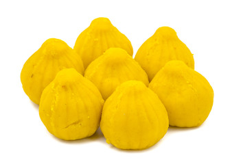 Indian Sweet Food Modak Also Know as Laddu, Khoya, khova Modak, Kozhakkatta, Modhaka, Kadubu, Modhakam, Kozhakkattai, Kudumu. Made up of Coconut And Jaggery, Rice Flour, Wheat with Khava