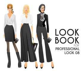 Body Template with Outfits and Accessories for Professional Look : Vector Illustration