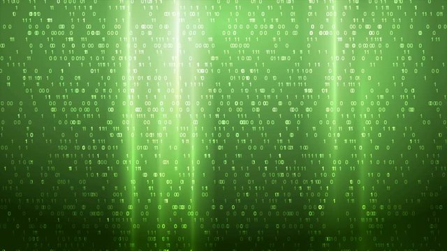 Glowing green technology binary code motion design. Video seamless looping animation Ultra HD 4K 3840x2160