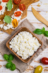 Curd cheese in a dish